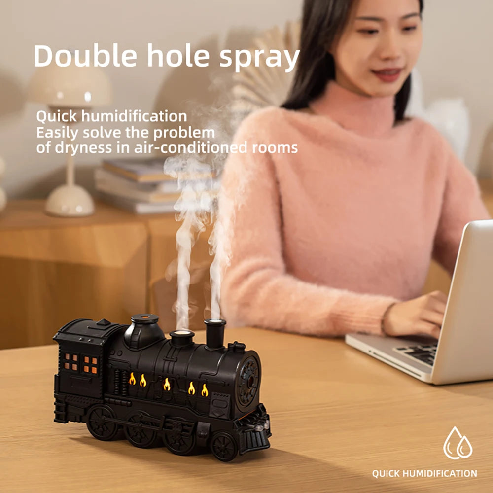 Retro Train Air Humidifier Ultrasonic Aromatherapy Diffusers Mist Maker Fragrance Essential Oil Aroma Difusor Remote Control