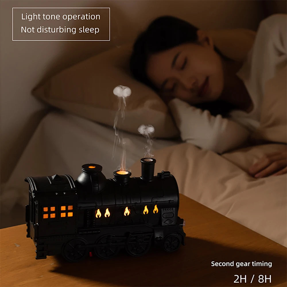 Retro Train Air Humidifier Ultrasonic Aromatherapy Diffusers Mist Maker Fragrance Essential Oil Aroma Difusor Remote Control