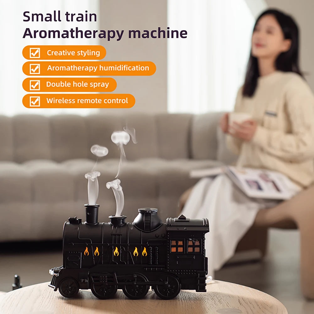 Retro Train Air Humidifier Ultrasonic Aromatherapy Diffusers Mist Maker Fragrance Essential Oil Aroma Difusor Remote Control