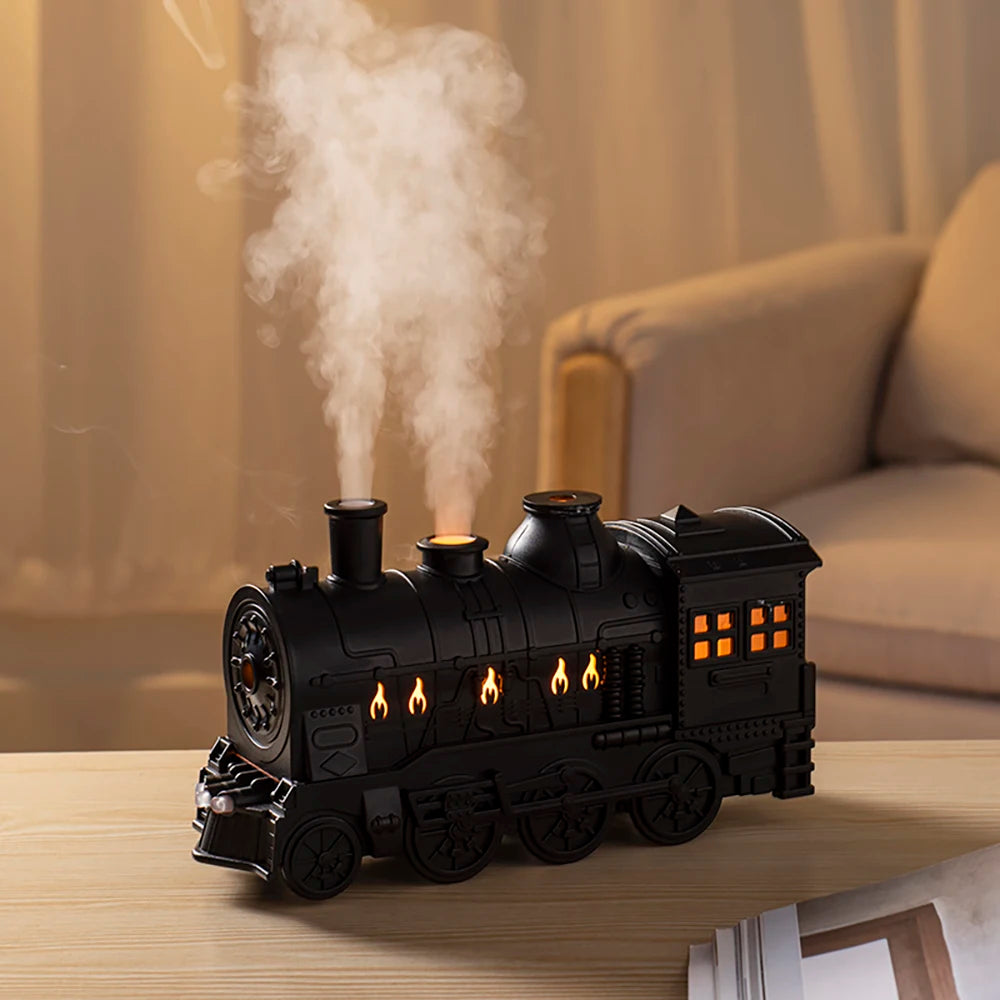 Retro Train Air Humidifier Ultrasonic Aromatherapy Diffusers Mist Maker Fragrance Essential Oil Aroma Difusor Remote Control